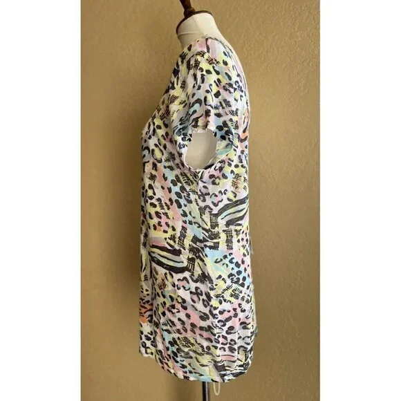 ZARA TRF Woman Colorful Printed Low Back Short Sleeve Casual T Shirt Top Size M - Picture 3 of 12